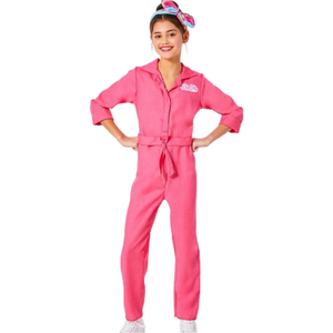 Halloween Costume Barbie Movie Spirit Youth Medium Pink Power Jumpsuit Costume